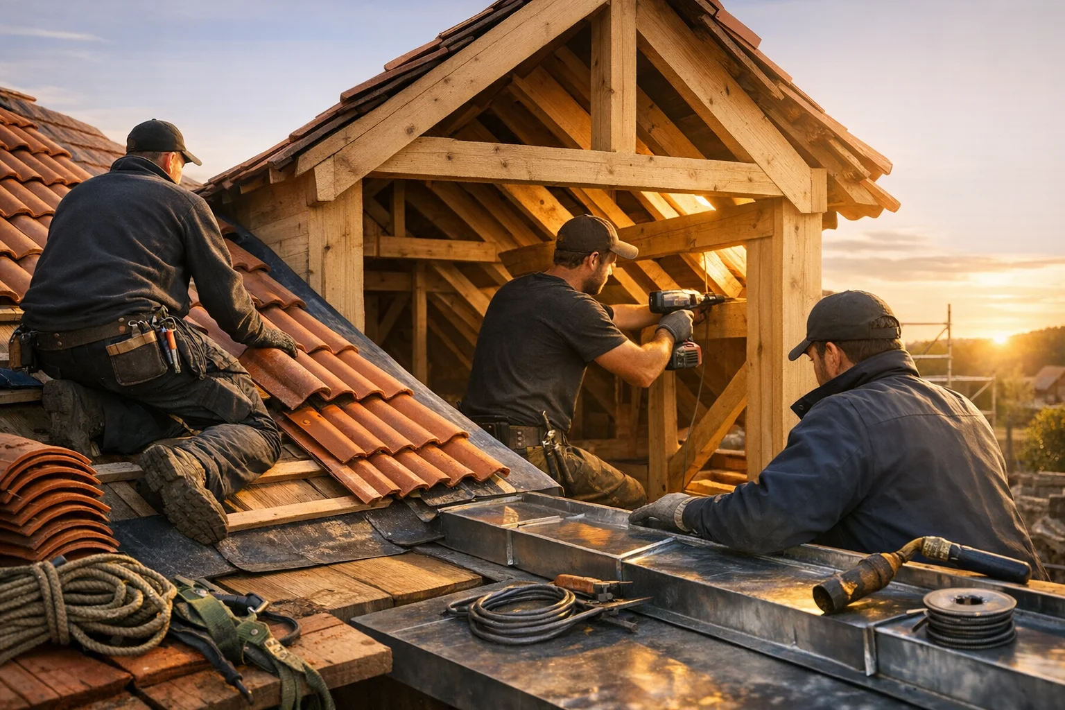 RMF France - Couvreurs professionnels sur un toit en Île-de-France